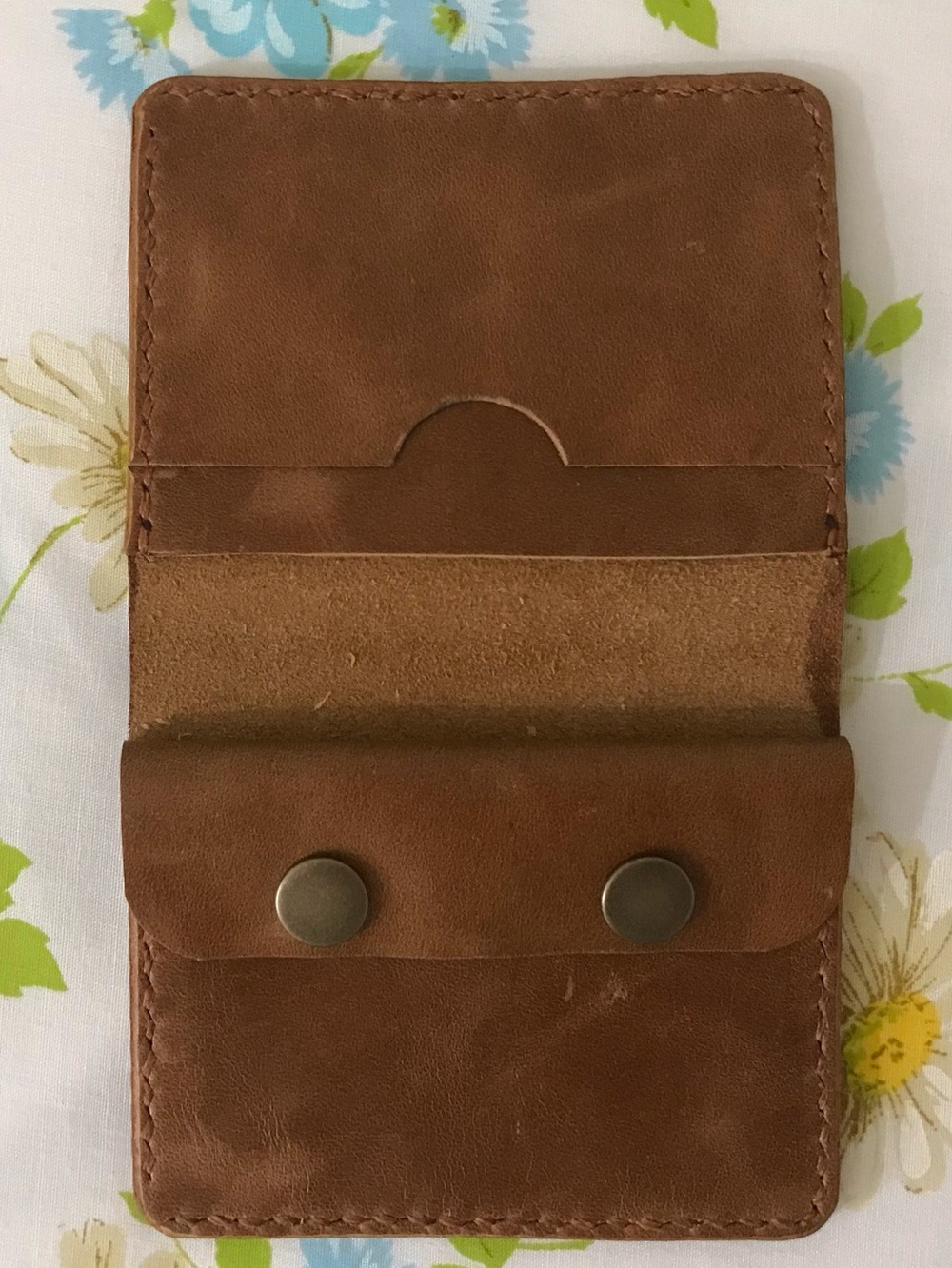 Handmade Genuine Leather Wallet with Coin Pouch Brown